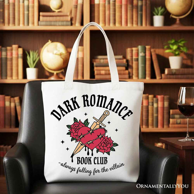 Dark Romance Book Club Canvas Tote Bag, Vintage Gothic Romantasy Bookish Gift Shopper