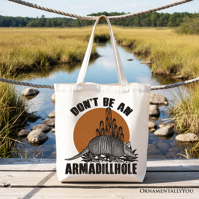 Don’t Be An Armadillhole Armadillo  Canvas Tote Bag, Funny Western Animal Gift Shopper - Dashing Nova