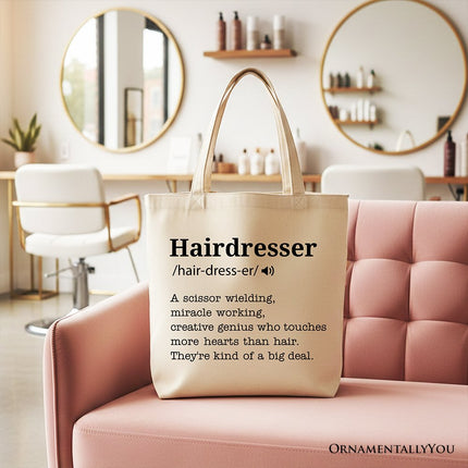 Hairdresser Definition Canvas Tote Bag, Funny Gift Shopper for Creative and Talented Stylists - Dashing Nova