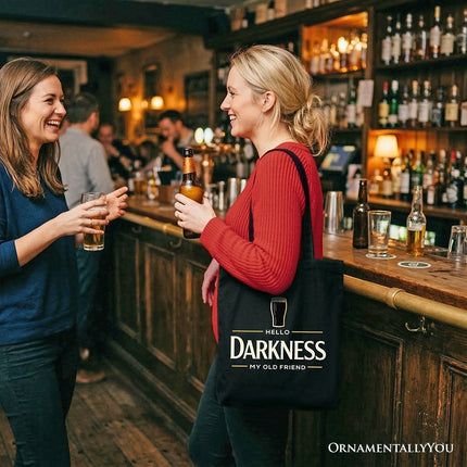 Hello Darkness My Old Friend Tote Bag, Dark Beer Lover Gift Shopper - Dashing Nova