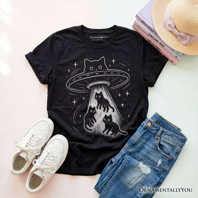 Kids Alien Cat Abduction T-Shirt, Funny Youth UFO Space Cats Cosmic Tee - Dashing Nova