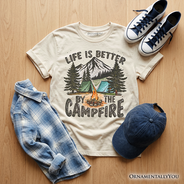 Kids Life Is Better by the Campfire T-Shirt, Outdoors Camping Youth Tee - Dashing Nova
