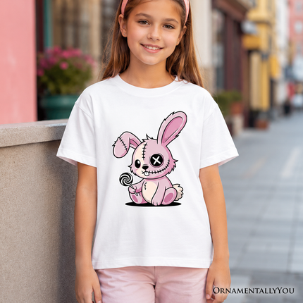 Kids Pink Zombies Bunny Cute T-Shirt, Cute Gothic Youth Halloween Tee - Dashing Nova