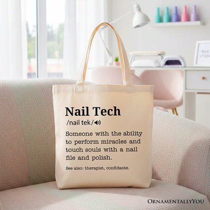 Nail Tech Definition Canvas Tote Bag, Funny Gift Shopper for Nail Hustler - Dashing Nova