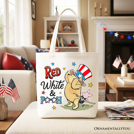 Red White & Proud Winnie-the-Pooh Tote Bag, 1926 A.A. Milne Patriotic 4th of July Gift Shopper - Dashing Nova