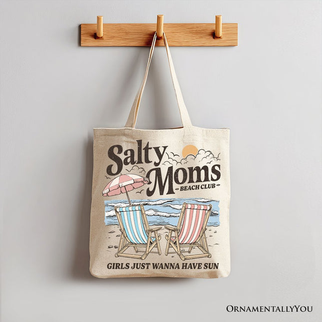 Salty Moms Beach Club Canvas Tote Bag, Retro Summer Gift for Ocean Loving Mothers - Dashing Nova