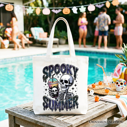 Spooky Summer Skeleton Tote Bag, Snarky Halloween Gift Shopper for Coffee and Horror Fanatics - Dashing Nova