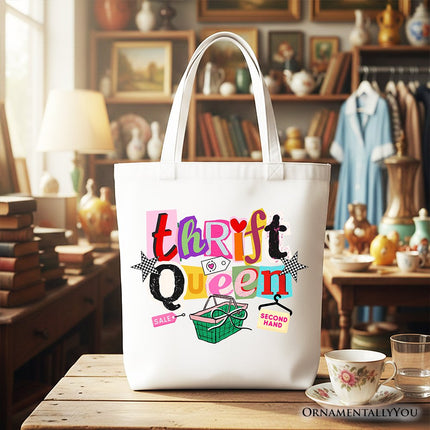 Thrift Queen Tote Bag, Colorful Second Hand Shopping Gift Shopper - Dashing Nova