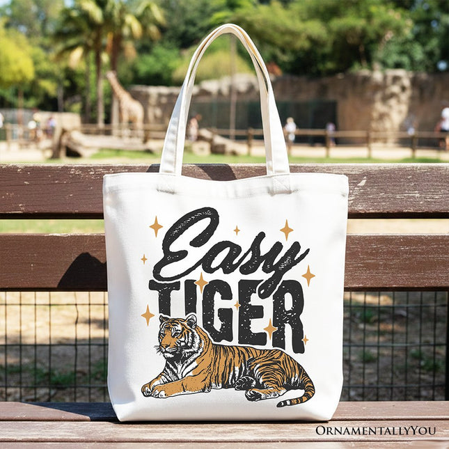 Tiger Retro Grunge Canvas Tote Bag, Vintage Gift Shopper With Wild Animal - Dashing Nova