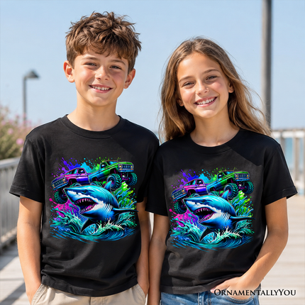 Trucks Shark Kids T-Shirt, Cool Ocean Animal Tee for Youth Boys - Dashing Nova