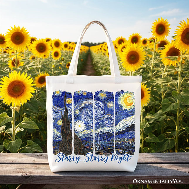 Vincent Van Gogh The Starry Night Canvas Tote Bag, Famous Painting Gift Shopper - Dashing Nova