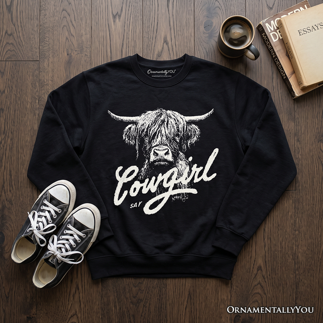Highland Cow Vintage Cowgirl Sweatshirt, Western Country Sweater For Women - Dashing Nova