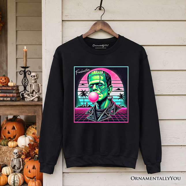 Vaperwave Frankenstein Retro Neon Horror Sweatshirt, Synthwave 80's Styled Classic Halloween Sweater - Dashing Nova