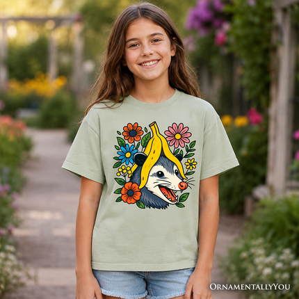 Banana Possum Floral Kids T-Shirt, Funny Animal Tee for Youth Girls - Dashing Nova