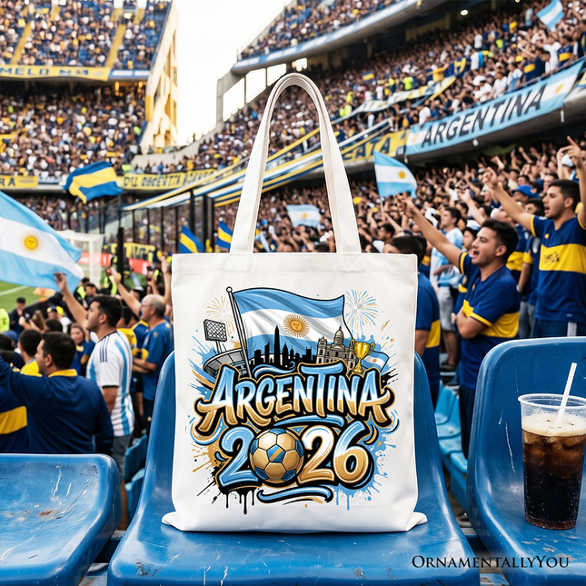 Argentina 2026 Soccer Cup Global Championship Tote Bag, Fans Football Gift Shopper - Dashing Nova