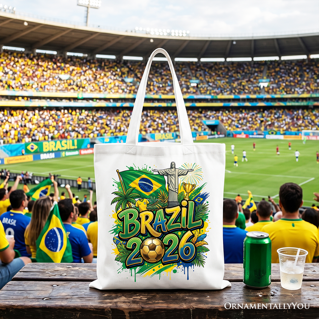 Brazil 2026 Soccer Cup Global Championship Tote Bag, Fans Football Gift Shopper - Dashing Nova