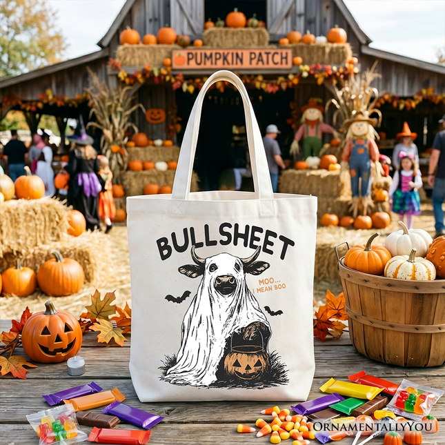 Bullsheet Halloween Bull Tote Bag, Hilarious Cow Gift Shopper for Trick-or-Treaters - Dashing Nova