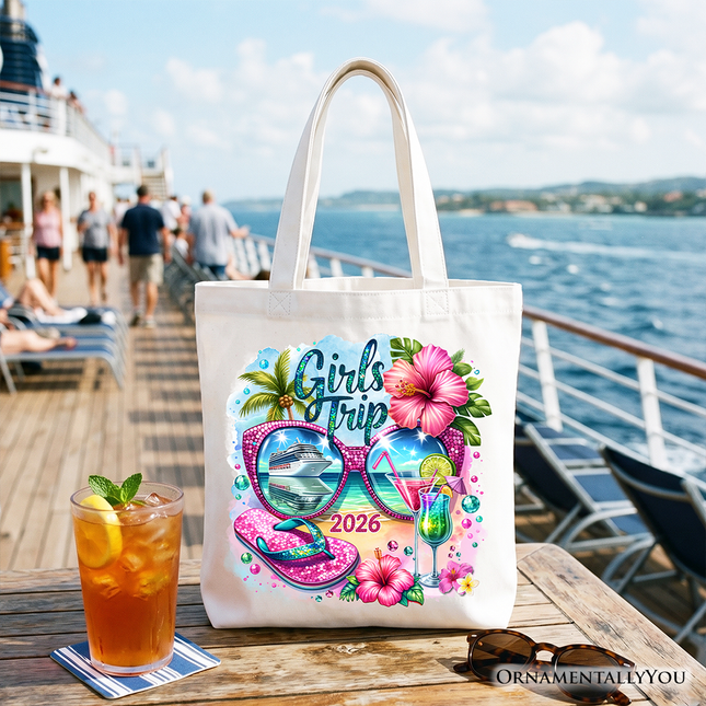 Cruise Girls Trip 2026 Tote Bag, Vacation Tropical Gift Shopper - Dashing Nova