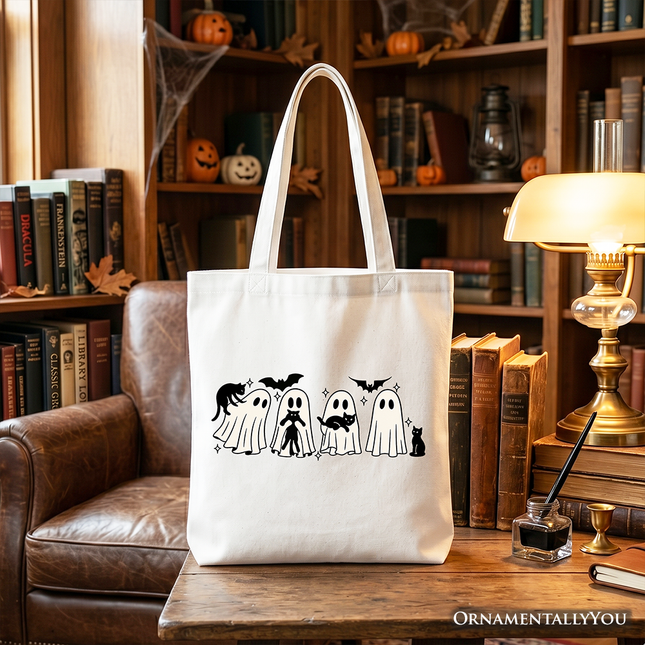 Cute Ghost Teacher Halloween Tote Bag, Retro Boo Spooky School Gift Shopper - Dashing Nova