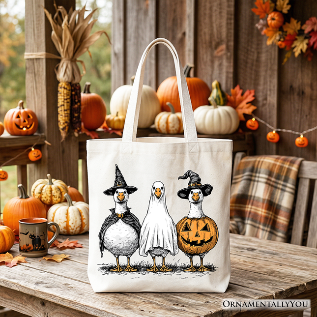 Haunting Honkers Goose Tote Bag, Funny Halloween Costumes Gift Shopper - Dashing Nova
