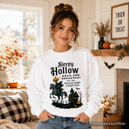 Headless Horseman Sleepy Hollow Halloween Light Sweatshirt, Dead and Breakfast Retro Sweater