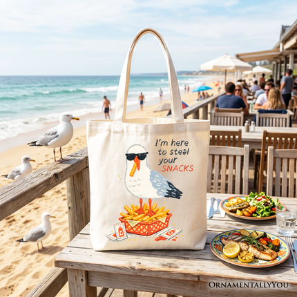 I'm Here To Steal Your Snacks Seagull Tote Bag, Funny Summer Beach Gift Shopper - Dashing Nova