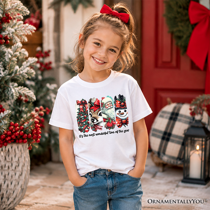 Kids It's Most Wonderful Time Of The Year T-Shirt, Reindeer, Santa, Snowman Vintage Youth Tee for Christmas - Dashing Nova