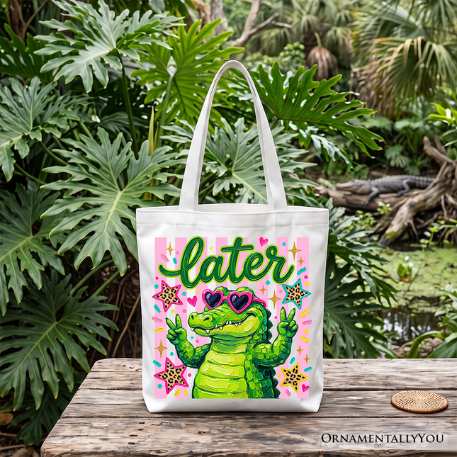 Later Alligator Kids Tote Bag, Funny Coquette Animal Gift Shopper for Youth Girls - Dashing Nova