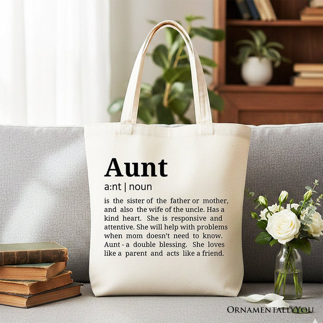 Aunt Definition Canvas Tote Bag, Funny Family Gift Shopper - Dashing Nova