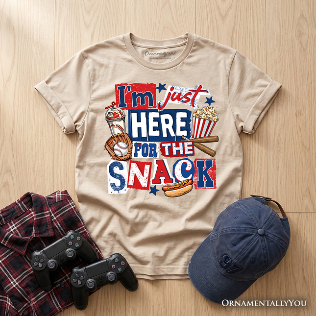 Baseball Snacks Kids T-Shirt, Here For The Food Graphic Tee for Youth Boys - Dashing Nova