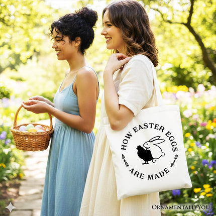 Bold Funny Easter Bunny Sarcastic Tote Bag, How Easter Eggs Are Made Gift Shopper - Dashing Nova