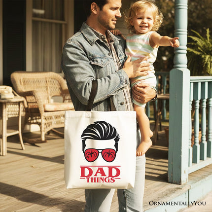 Dad Things Retro Canvas Tote Bag, Red Glasses Family Matching Gift Shopper - Dashing Nova
