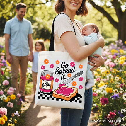 Go Spread It Christian Tote Bag, Cute Gospel Jam and Toast Gift Shopper - Dashing Nova