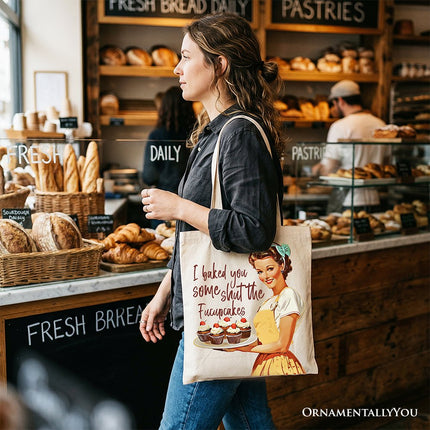 I Baked You Some Shut The Fucupcakes Tote Bag, Funny Retro Kitchen Gift Shopper for Quirky and Fun Bakers - Dashing Nova