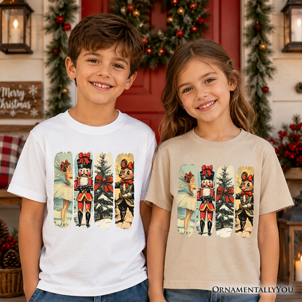 Kids Ballet and Nutcracker Christmas T-Shirt, Coquette Bow and Mouse Youth Vintage Holiday Tee - Dashing Nova