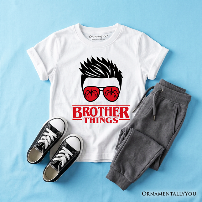 Kids Brother Things Retro T-Shirt, Red Glasses Family Matching Youth Tee - Dashing Nova