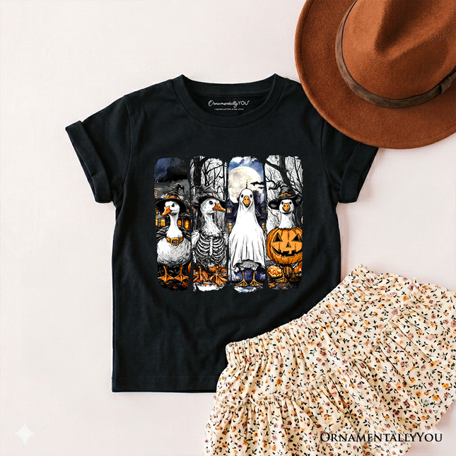 Kids Halloween Goose in Costume T-Shirt, Spooky Fall Geese Tee for Youth - Dashing Nova