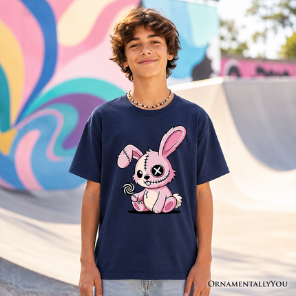 Kids Pink Zombies Bunny Cute T-Shirt, Cute Gothic Youth Halloween Tee - Dashing Nova