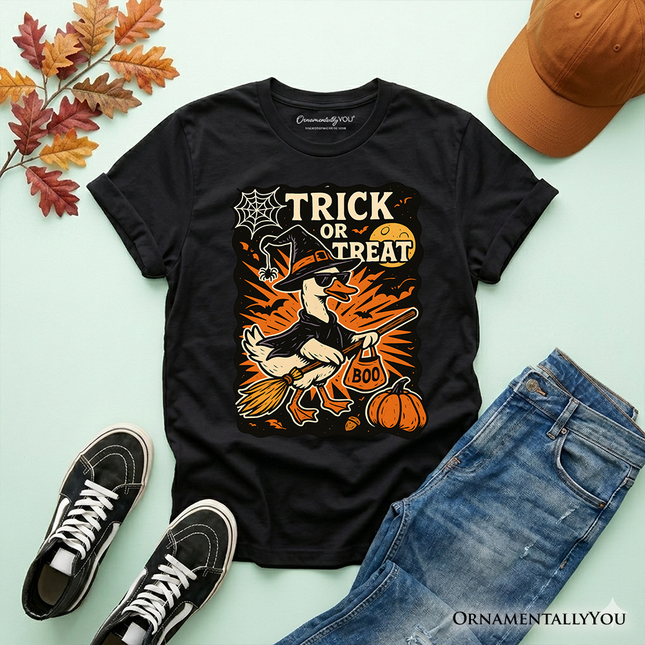Kids Trick or Treat Goose T-Shirt, Vintage Halloween Witch Tee for Youth - Dashing Nova