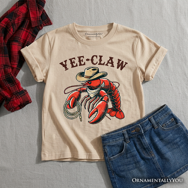 Kids Yee Claw Lobster Western T-Shirt, Funny Cowboy Youth Animal Tee - Dashing Nova