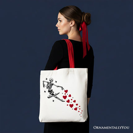 Skeleton Hearts Valentine Tote Bag, Playful Funny Gift Shopper - Dashing Nova