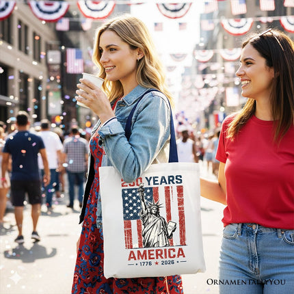 Statue of Liberty America Flag 250 Years Tote Bag, 4th of July USA Patriotic 1776–2026 Gift Shopper - Dashing Nova