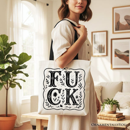 Sweary Wildflower Adult Humor Tote Bag, Western Boho Sassy Gift Shopper - Dashing Nova