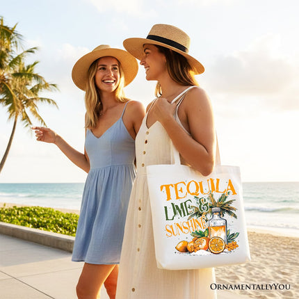 Tequila Lime & Sunshine Tote Bag, Trendy Summer Drinking Gift Shopper - Dashing Nova