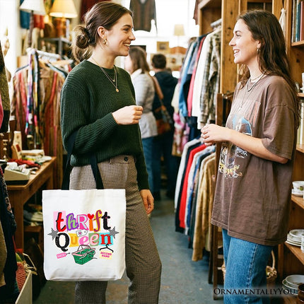 Thrift Queen Tote Bag, Colorful Second Hand Shopping Gift Shopper - Dashing Nova