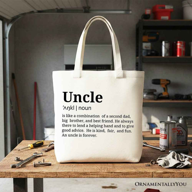 Uncle Definition Canvas Tote Bag, Funny Family Gift Shopper