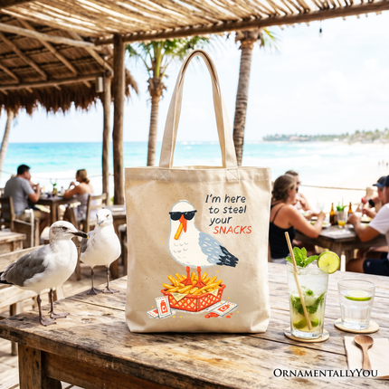 I'm Here To Steal Your Snacks Seagull Tote Bag, Funny Summer Beach Gift Shopper - Dashing Nova