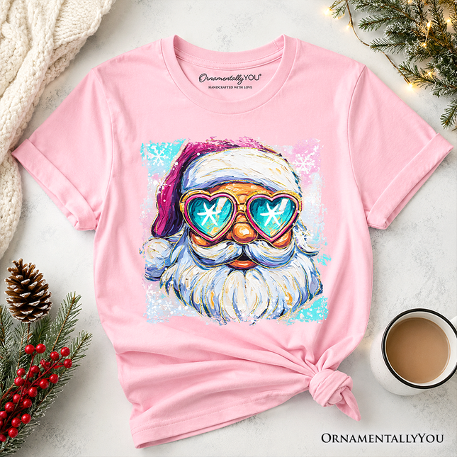 Kids Merry Christmas Santa Sunglasses Christmas T-Shirt, Funky Retro Holiday Youth Tee - Dashing Nova