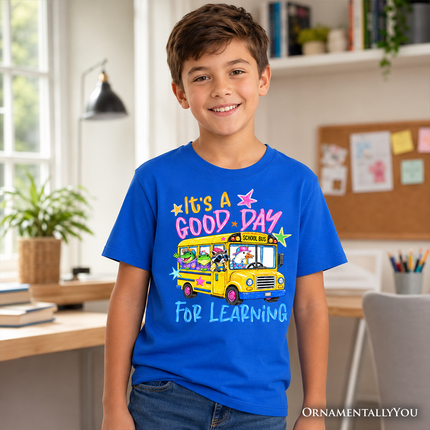 Kids School Bus Good Day for Learning T-Shirt, Funny Back to School Youth Tee - Dashing Nova