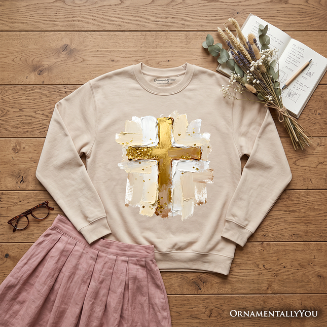 Oil Brushstroke Cross Sweatshirt, Christian Faith Jesus Easter Sweater - Dashing Nova